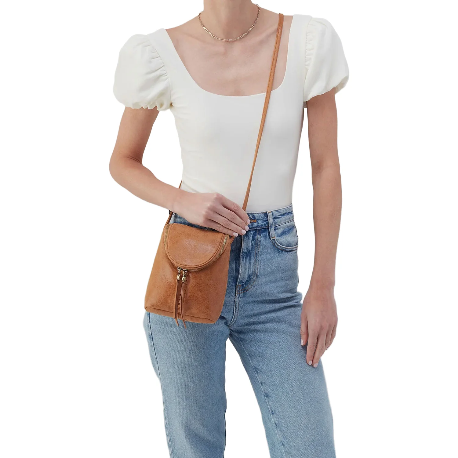 Hobo International Fern Crossbody Handbag Whiskey w/Whipstitch - Image 4