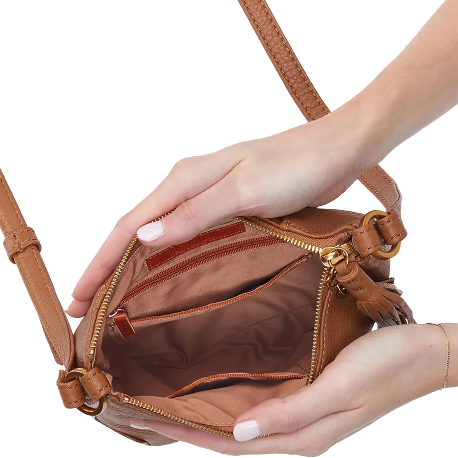 Hobo International Lexi Crossbody Handbag Warm Honey Pebbled Leather - Image 2