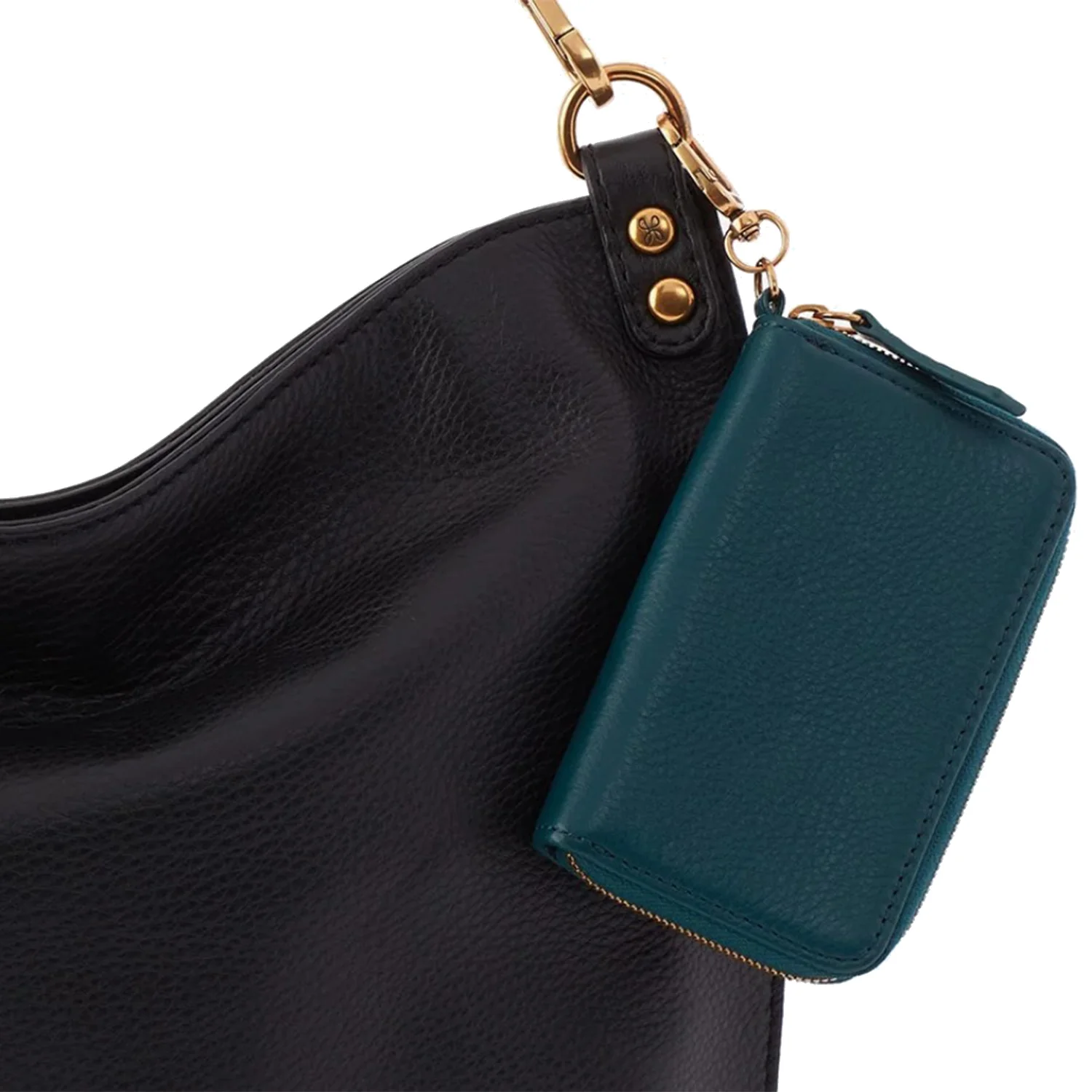 Hobo International Move Clip Wallet Handbag Pebbled Midnight Teal - Image 4