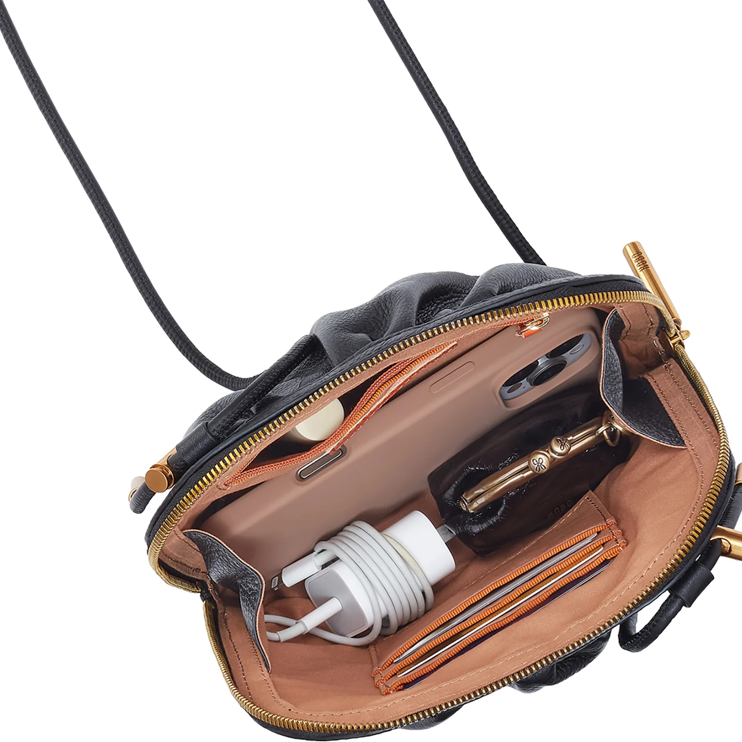Hobo Isabelle Handbag Black Pebbled Leather - Image 2