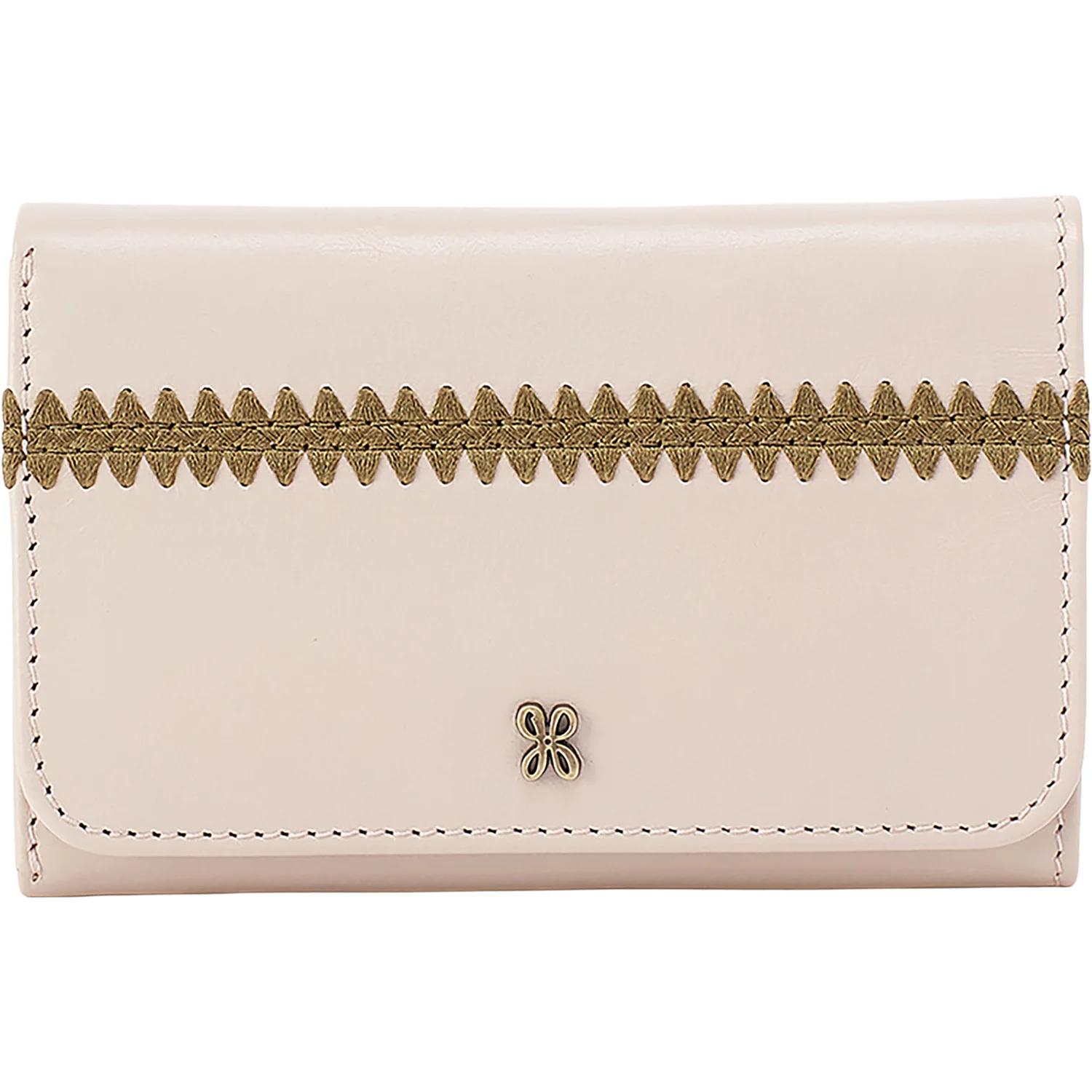 Hobo Jill Trifold Wallet Pale Flax Polished Leather