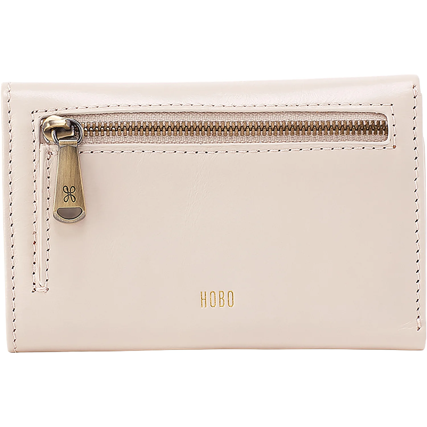 Hobo Jill Trifold Wallet Pale Flax Polished Leather - Image 3