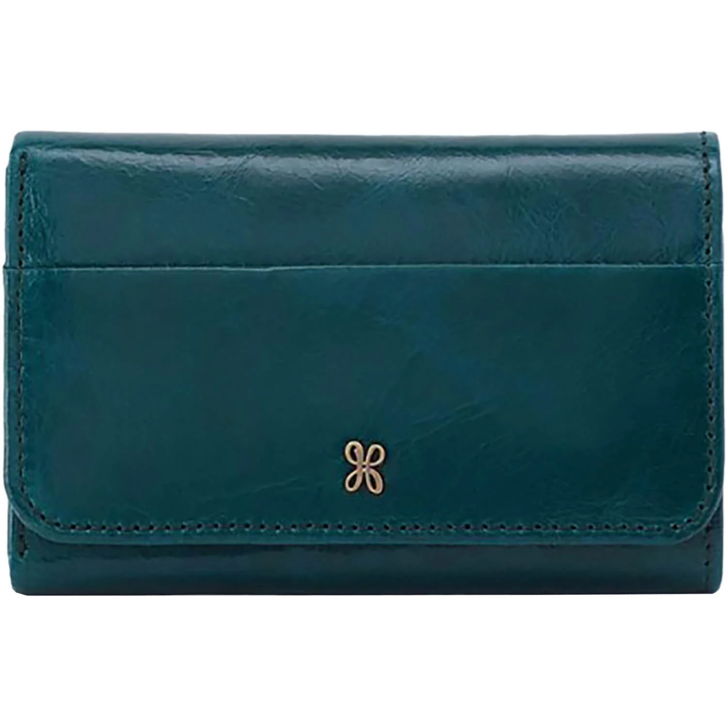Hobo Jill Trifold Wallet Handbag Wild Bluegrass Polished Leather