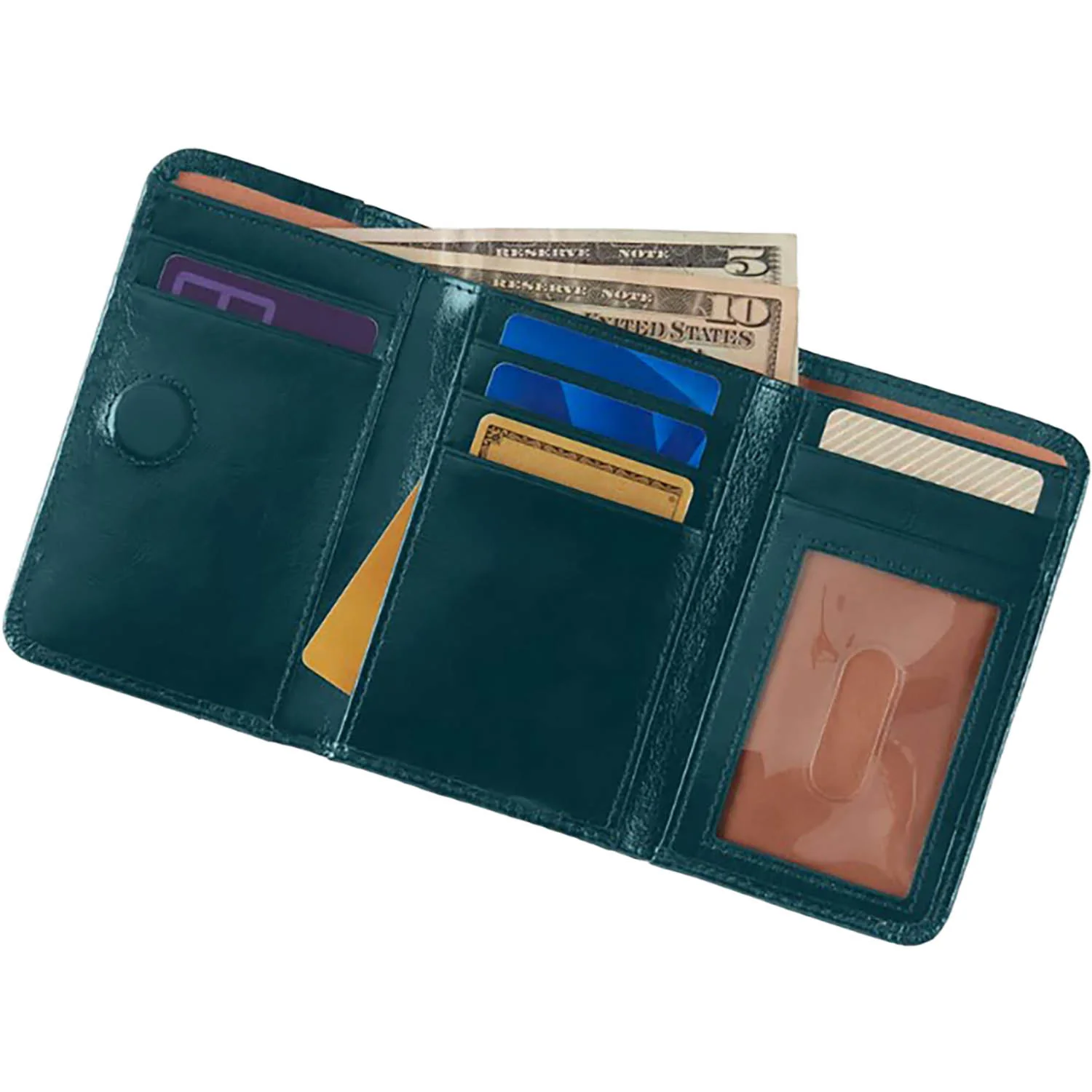 Hobo Jill Trifold Wallet Handbag Wild Bluegrass Polished Leather - Image 2