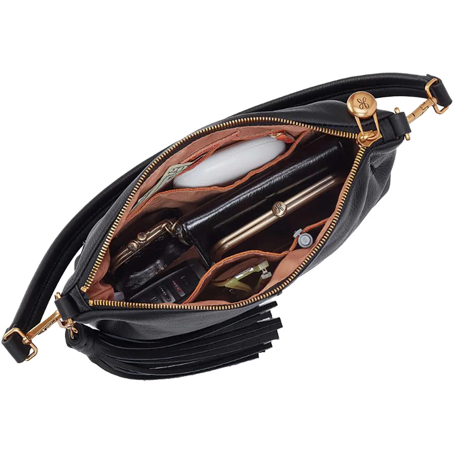 Hobo Kori Crossbody Handbag Black Pebbled Leather - Image 2