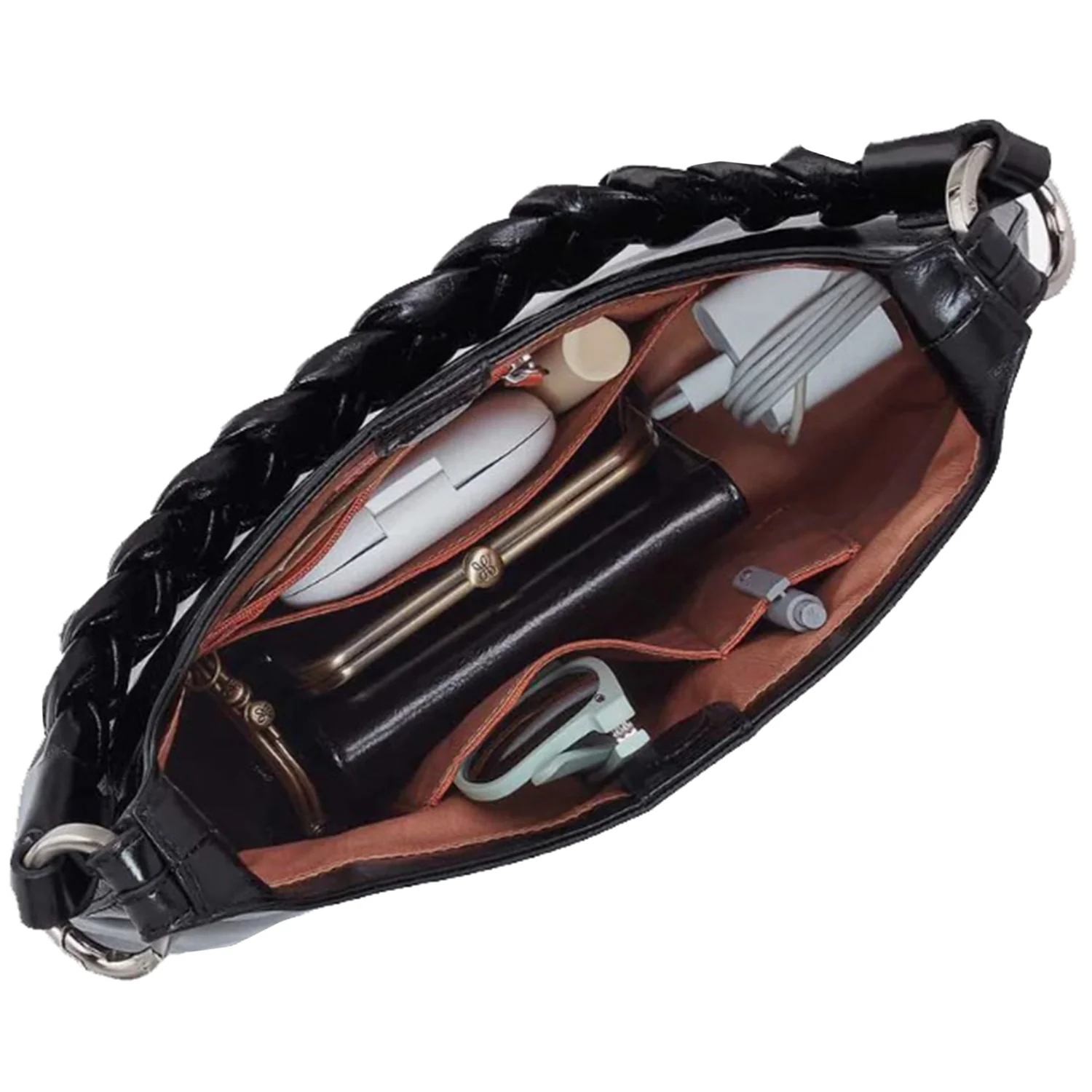 Hobo Madison Shoulder Handbag Black Polished Leather - Image 2