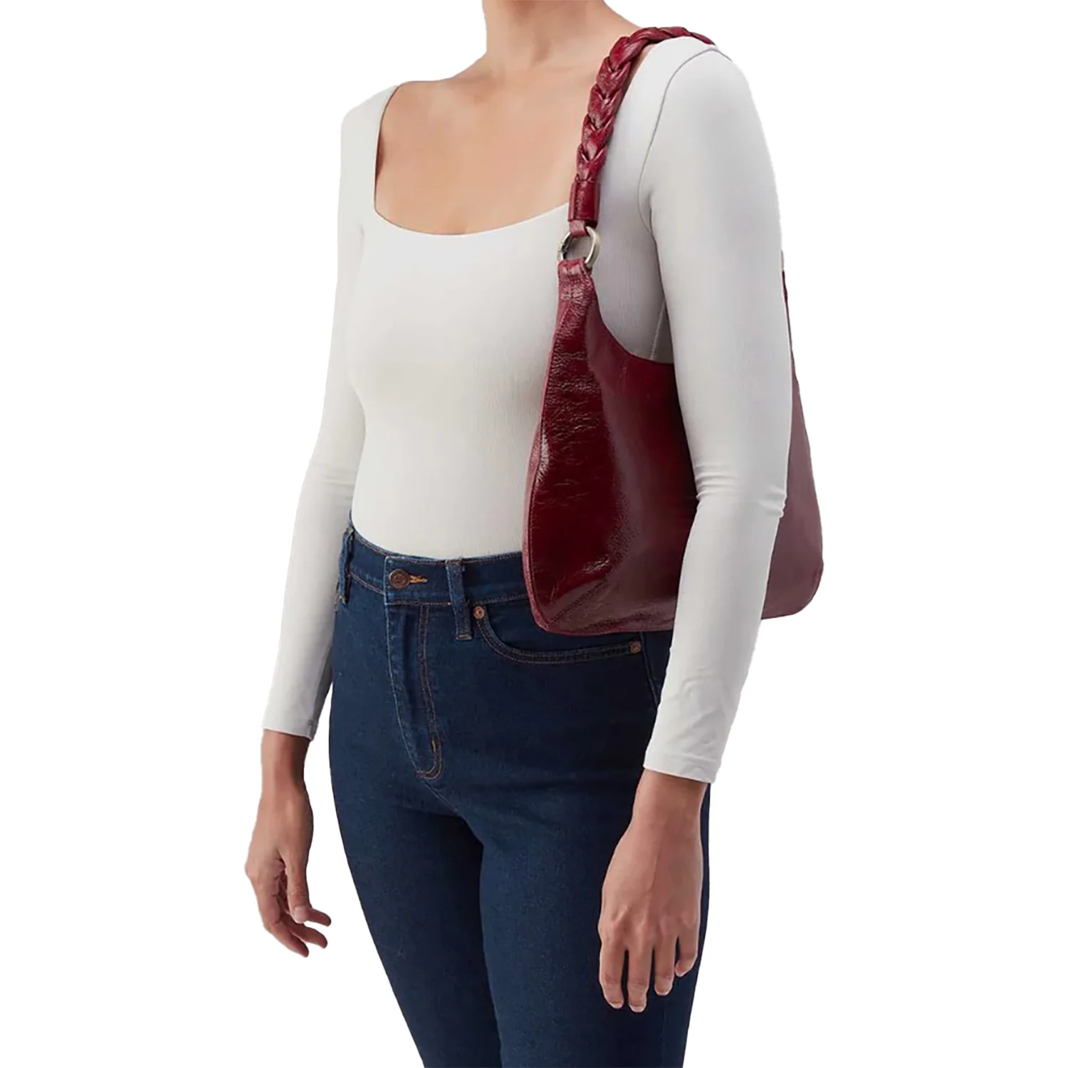 Hobo Madison Shoulder Handbag Garnet Gloss Leather - Image 4
