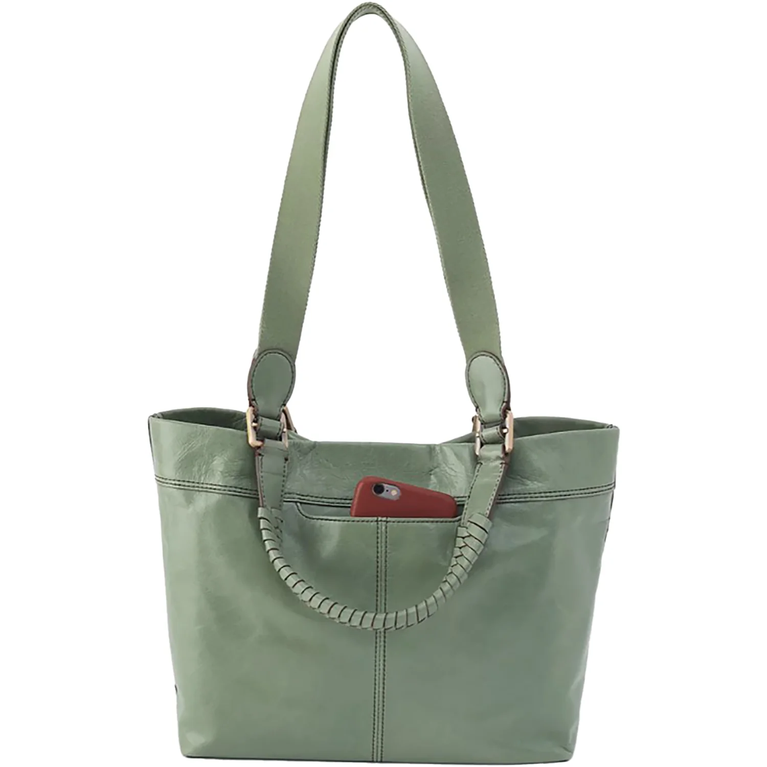 Hobo International Romy Medium Tote Handbag Jade Polished Leather - Image 3
