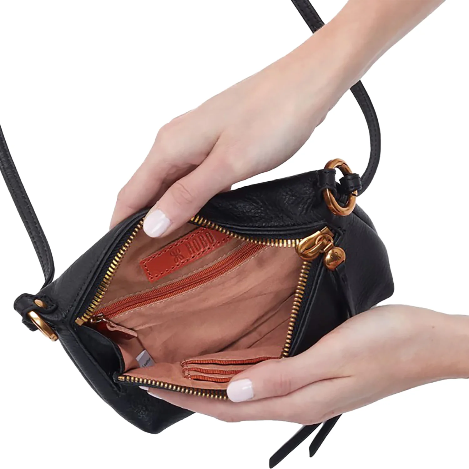 Hobo International Run About Crossbody Handbag Black Pebbled Leather - Image 2