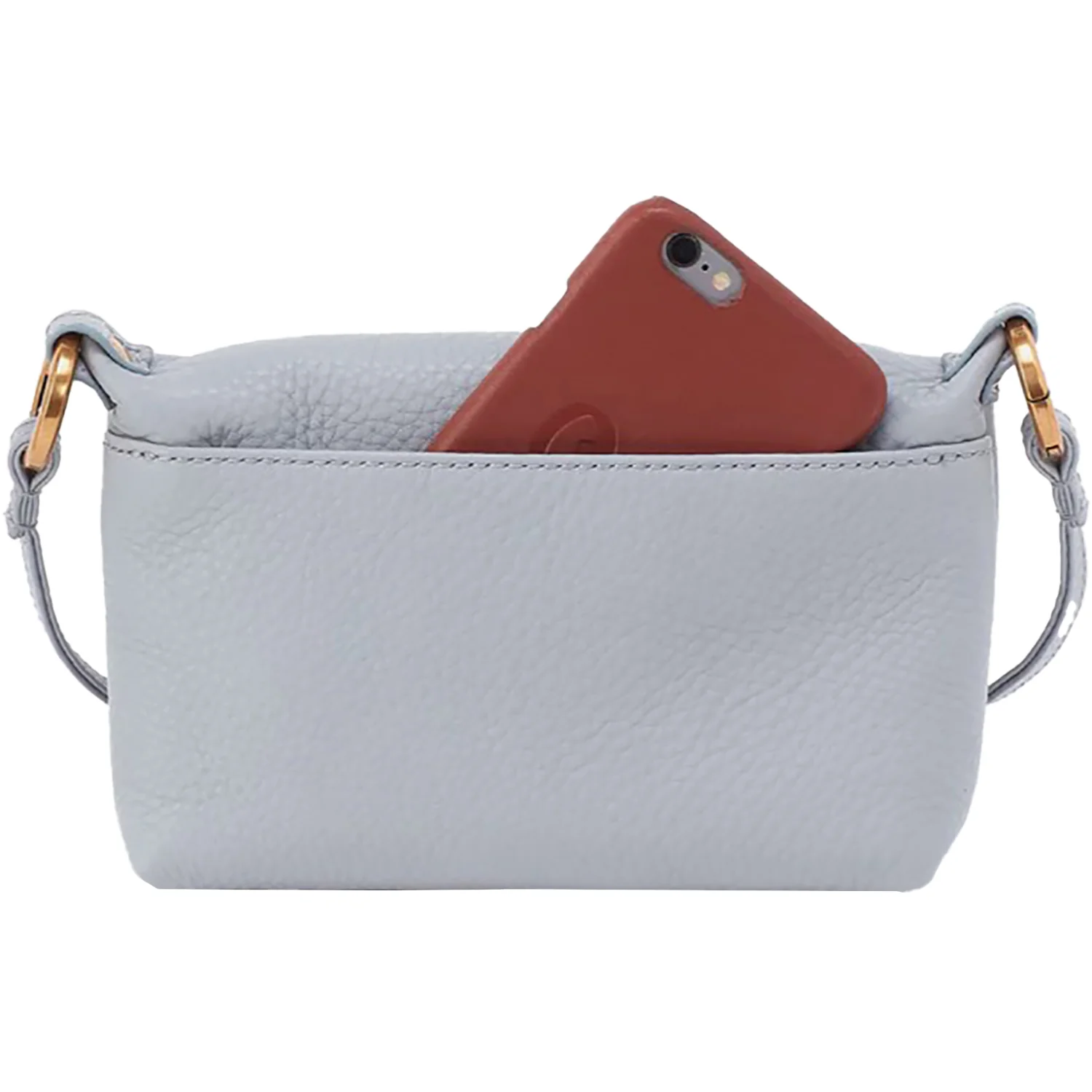 Hobo International Run About Crossbody Handbag Blue Pearl Pebbled Leather - Image 3