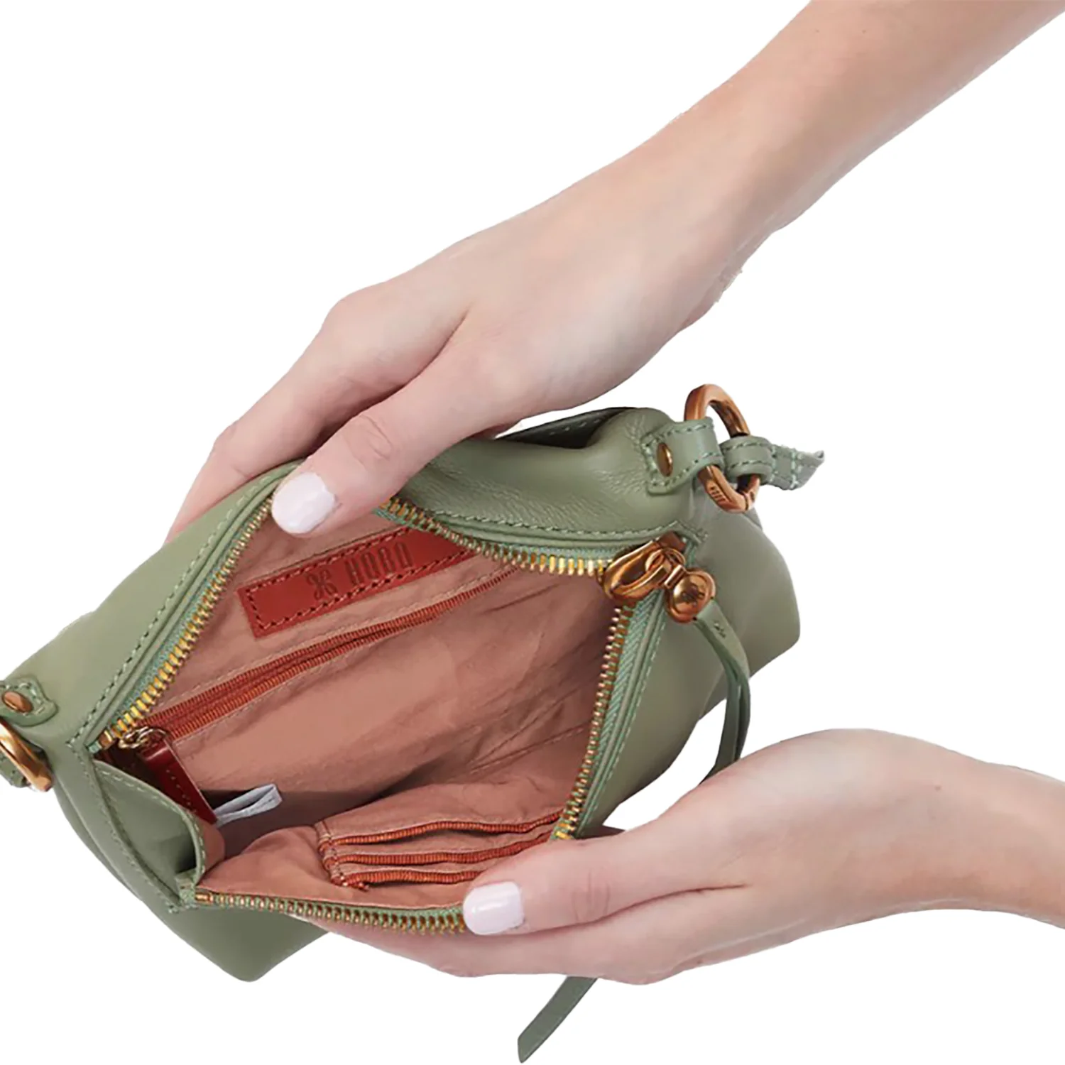 Hobo International Run About Crossbody Handbag Watercress Pebbled Leather - Image 2