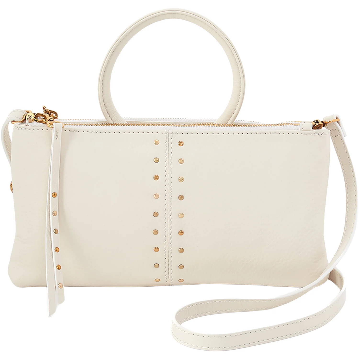 Hobo Sable Crossbody Handbag Coastal Cloud Pebbled Leather with Studs