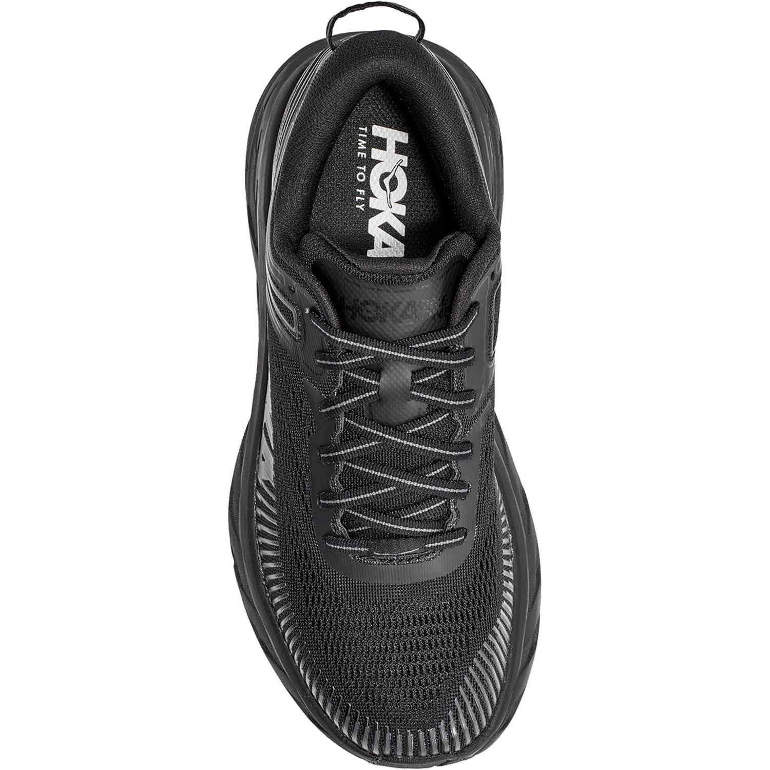 Hoka Bondi 7 (Neutral Support) Women's Running Shoes Black/Black Mesh - Image 2
