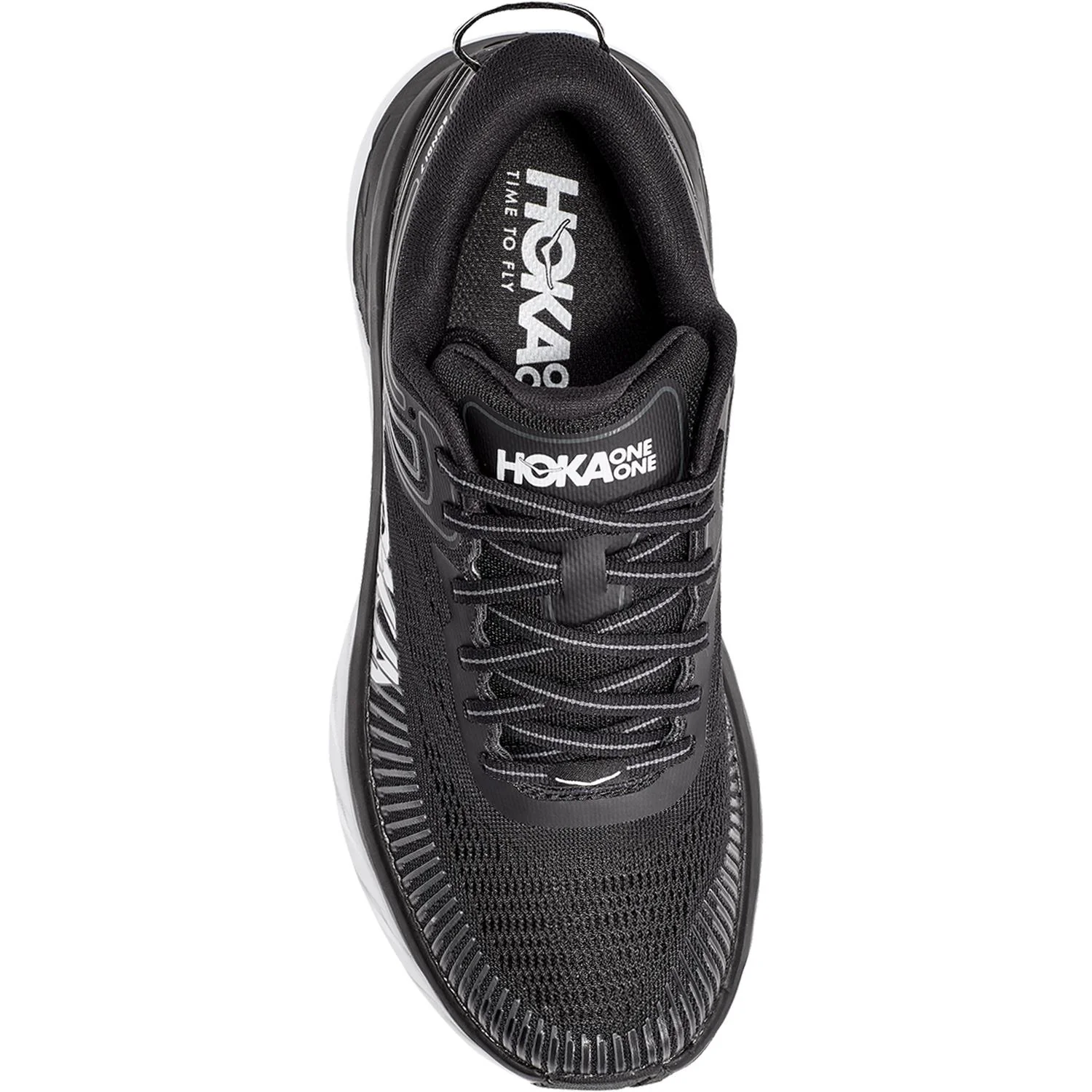 Hoka Bondi 7 Women's Road Running Shoes Black/White Mesh - Image 2