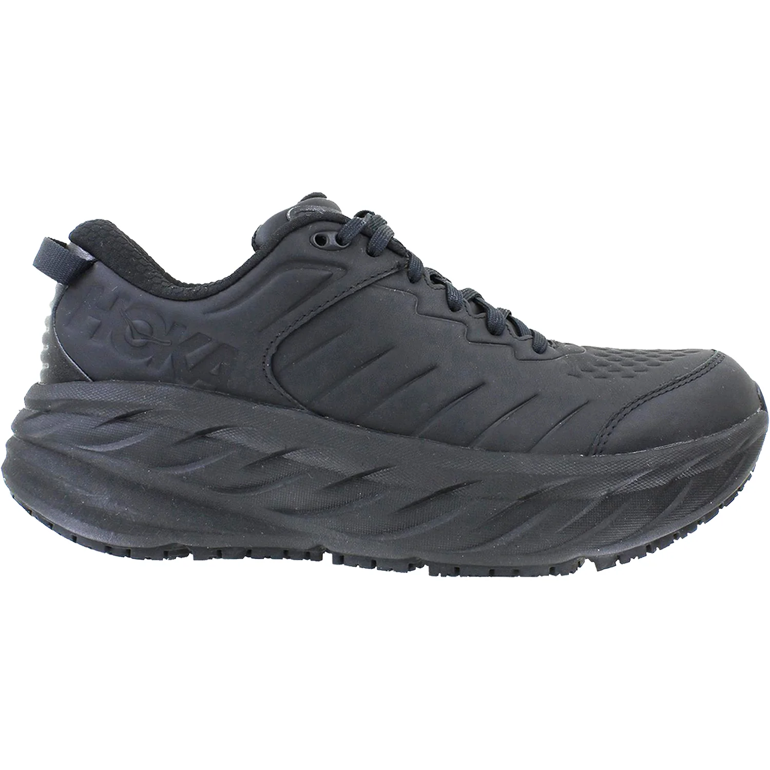 Hoka Bondi SR (Neutral Support) Men's Walking Shoes Black Leather