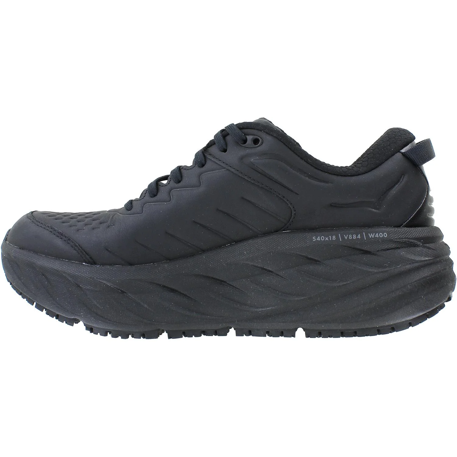 Hoka Bondi SR (Neutral Support) Men's Walking Shoes Black Leather - Image 3