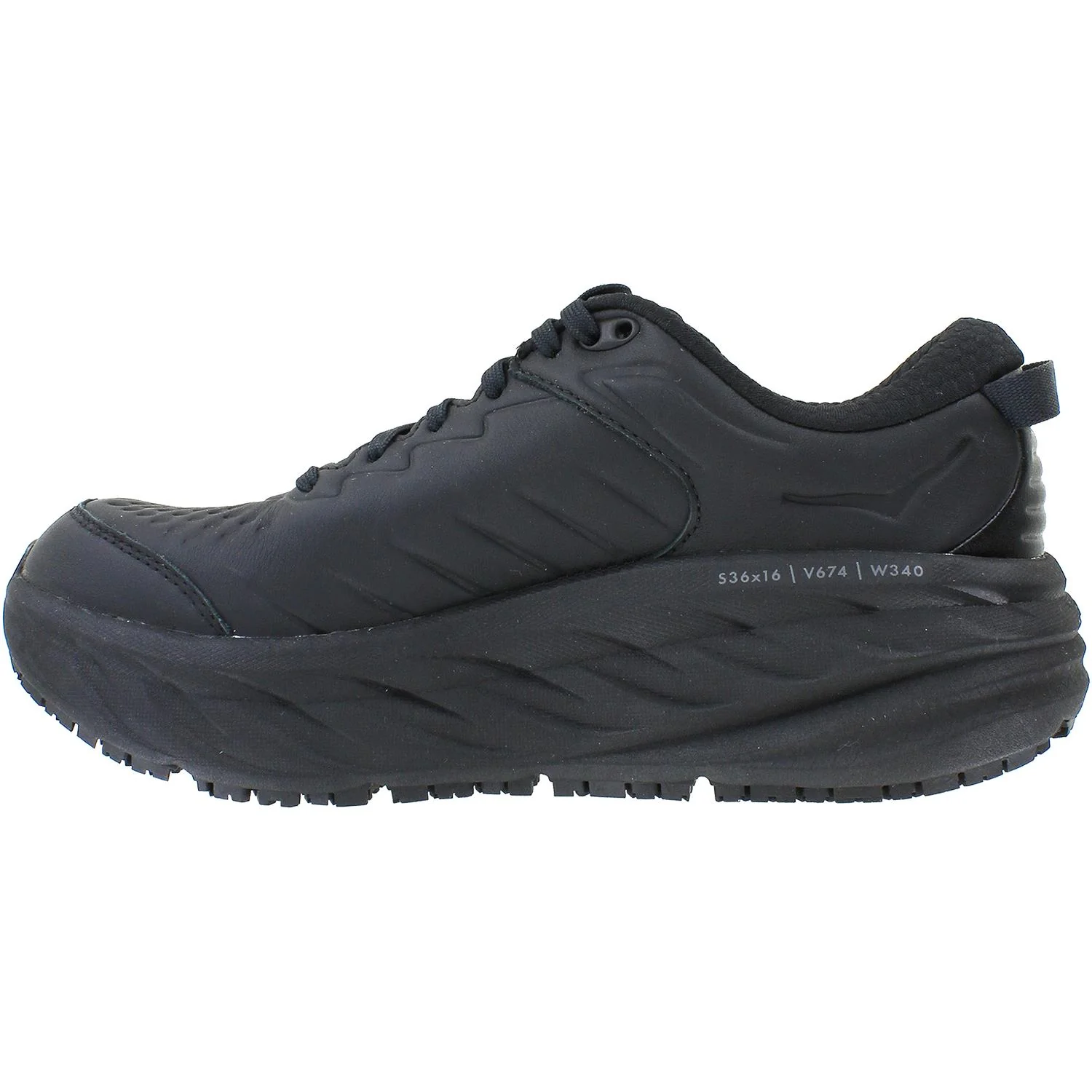 Hoka Bondi SR (Neutral Support) Women's Walking Shoes Black Leather - Image 3