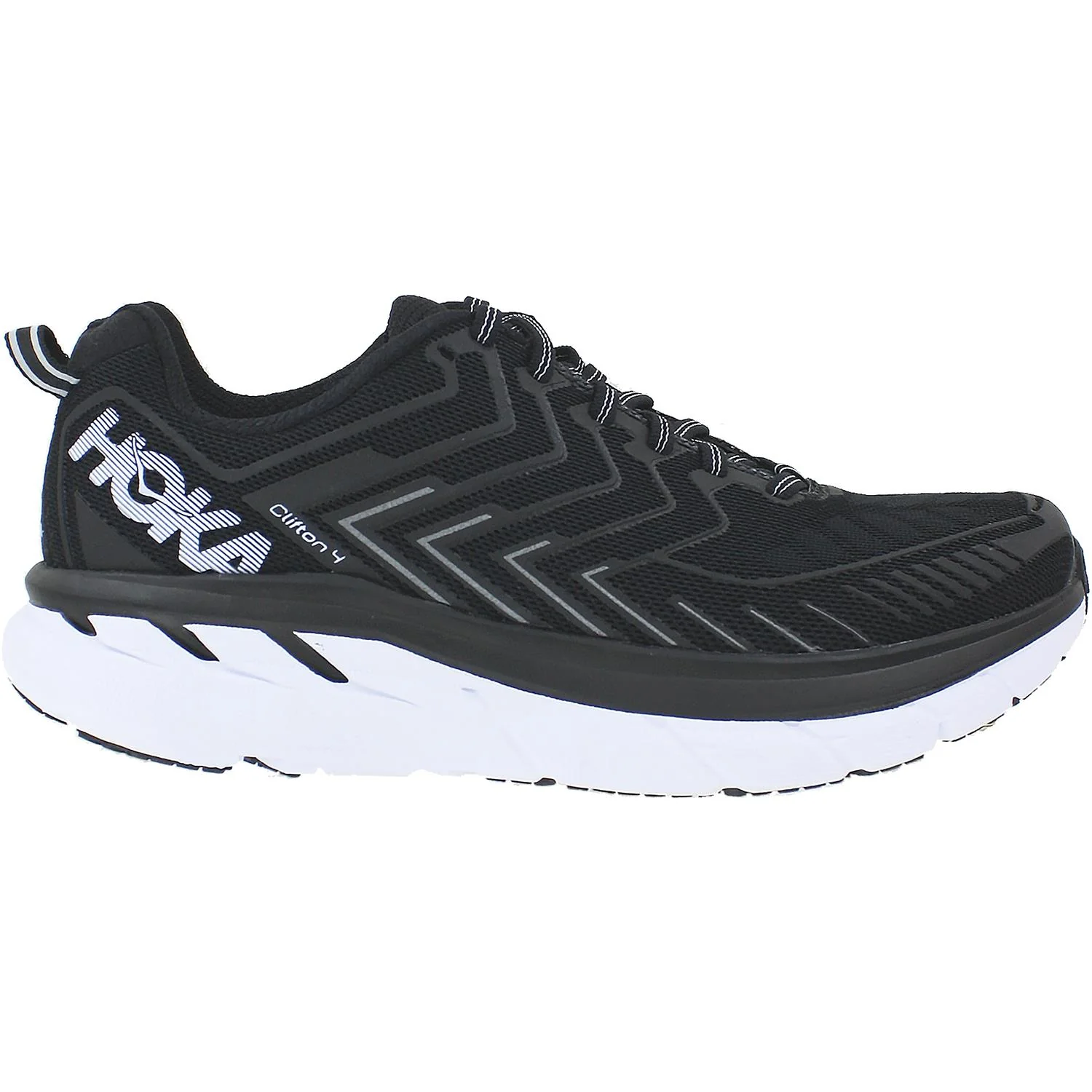 Hoka Clifton 4 Women's Running Shoes Black/White Mesh