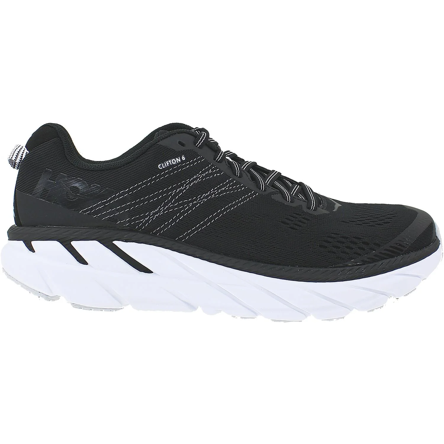 Hoka Clifton 6 Women's Running Shoes Black/White Mesh