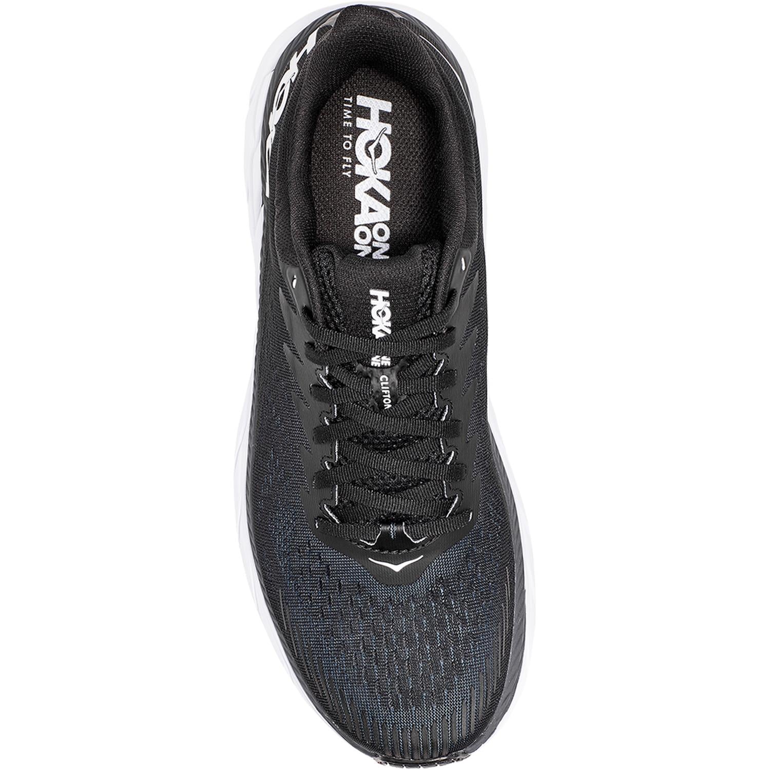 Hoka Clifton 7 Men's Running Shoes Black/White Mesh - Image 2