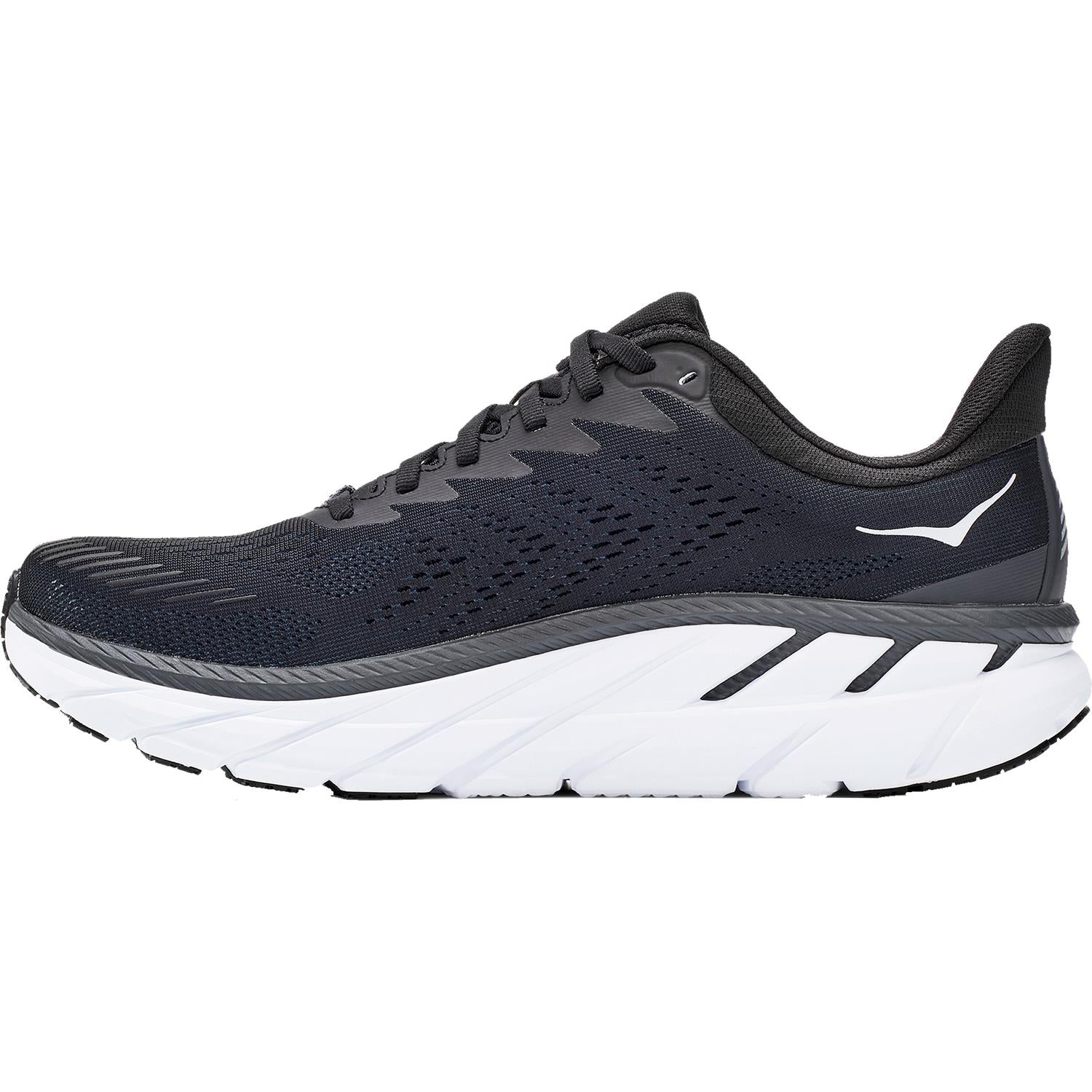Hoka Clifton 7 Men's Running Shoes Black/White Mesh - Image 3