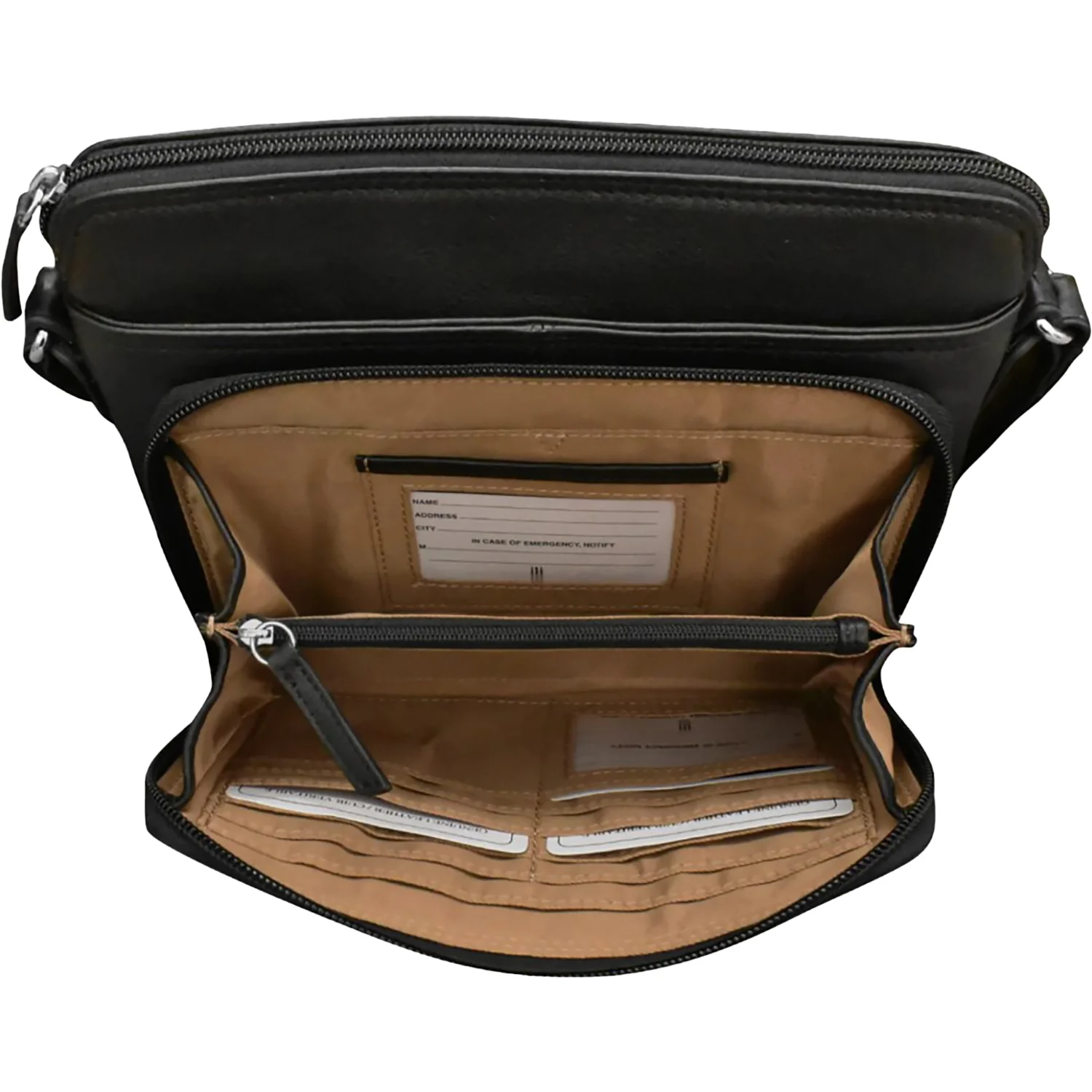 ili New York Crossbody Organizer Handbag Black Leather - Image 4