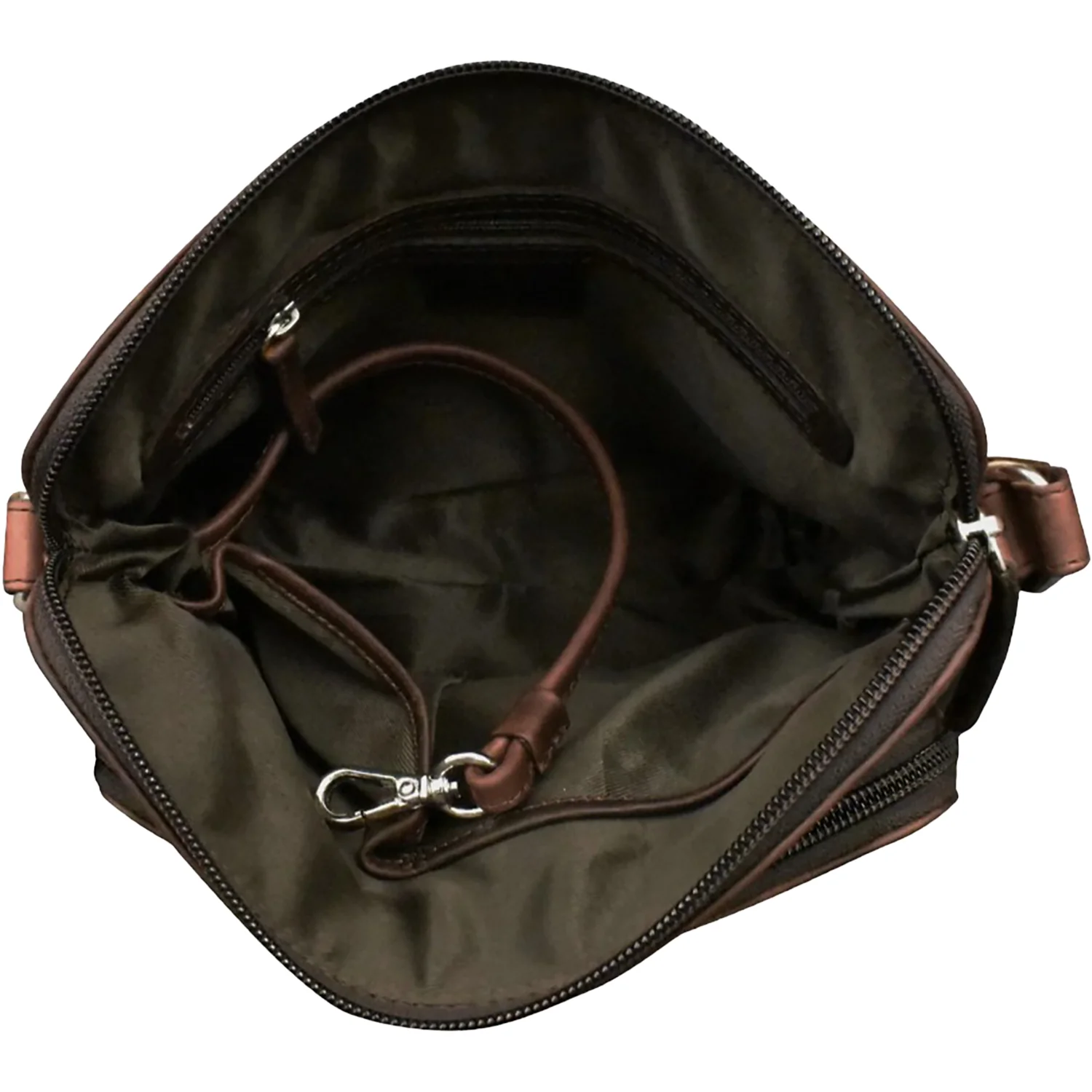 ili New York Crossbody Organizer Handbag Chocolate Distressed Leather - Image 2