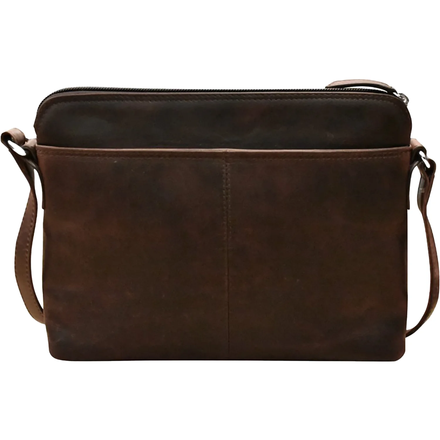 ili New York Crossbody Organizer Handbag Chocolate Distressed Leather - Image 3