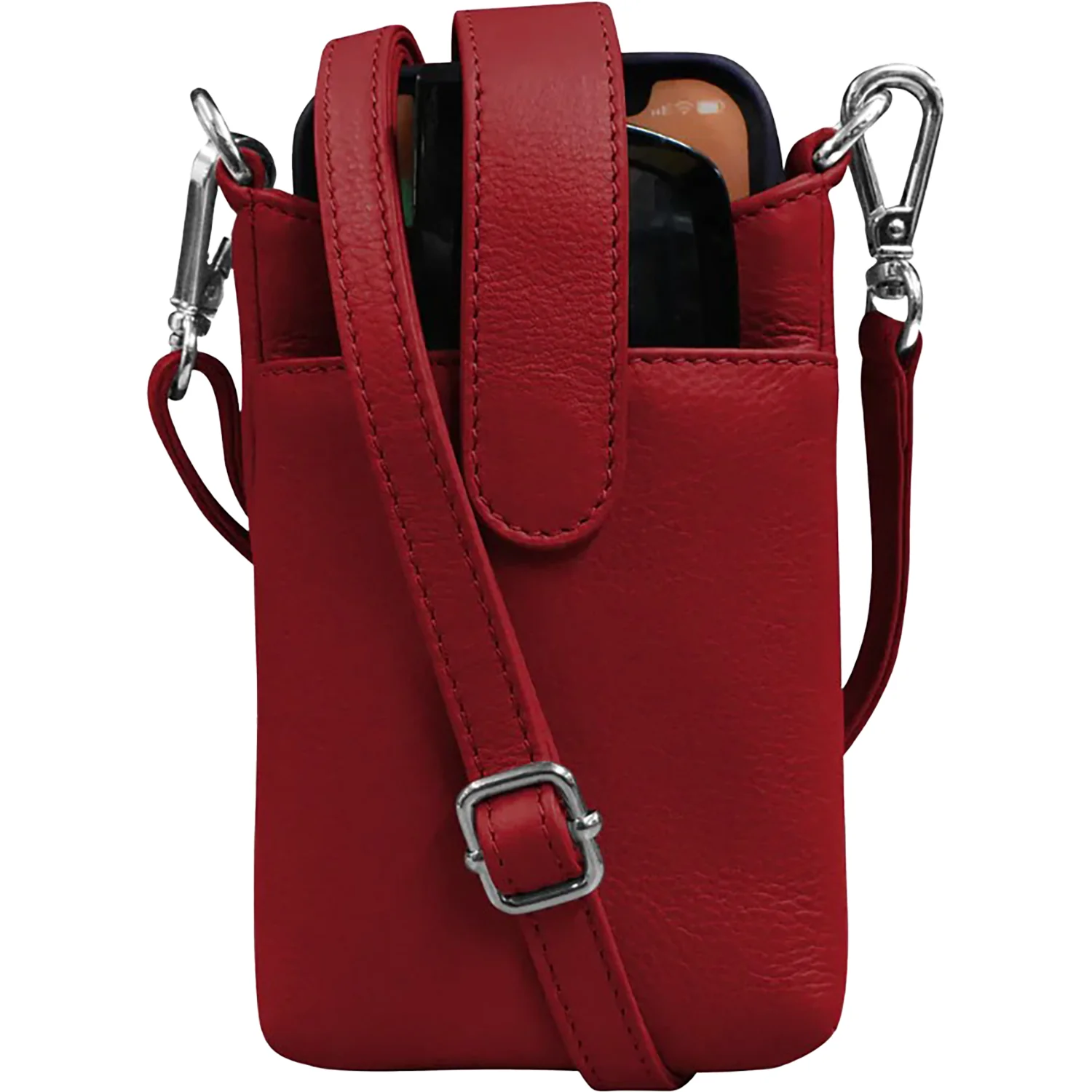 ili New York Crossbody Phone Pouch Handbag Red Leather - Image 4