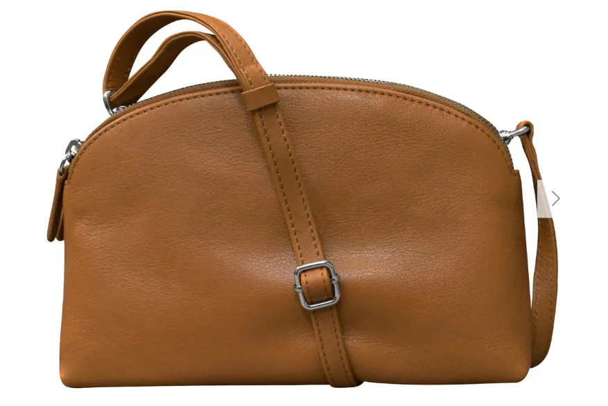 ili New York Double Zip Dome Bag Handbag Antique Saddle