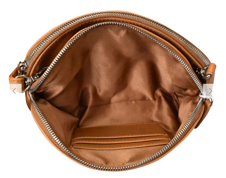 ili New York Double Zip Dome Bag Handbag Antique Saddle - Image 2