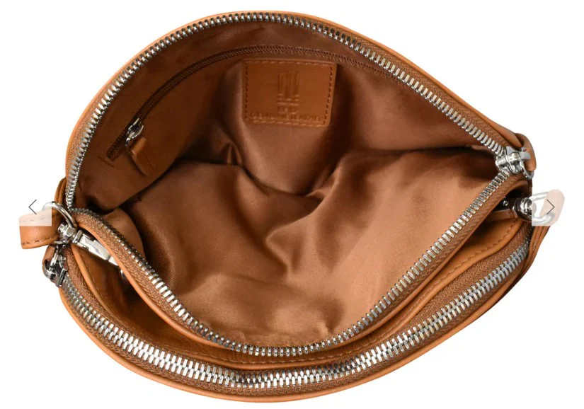 ili New York Double Zip Dome Bag Handbag Antique Saddle - Image 4