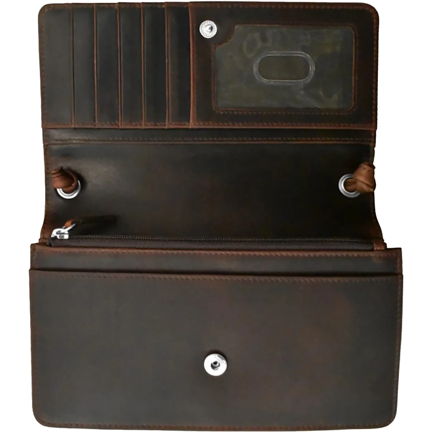 ili New York Flap Phone Bag Organizer Handbag Chocolate Distressed Leather - Image 2