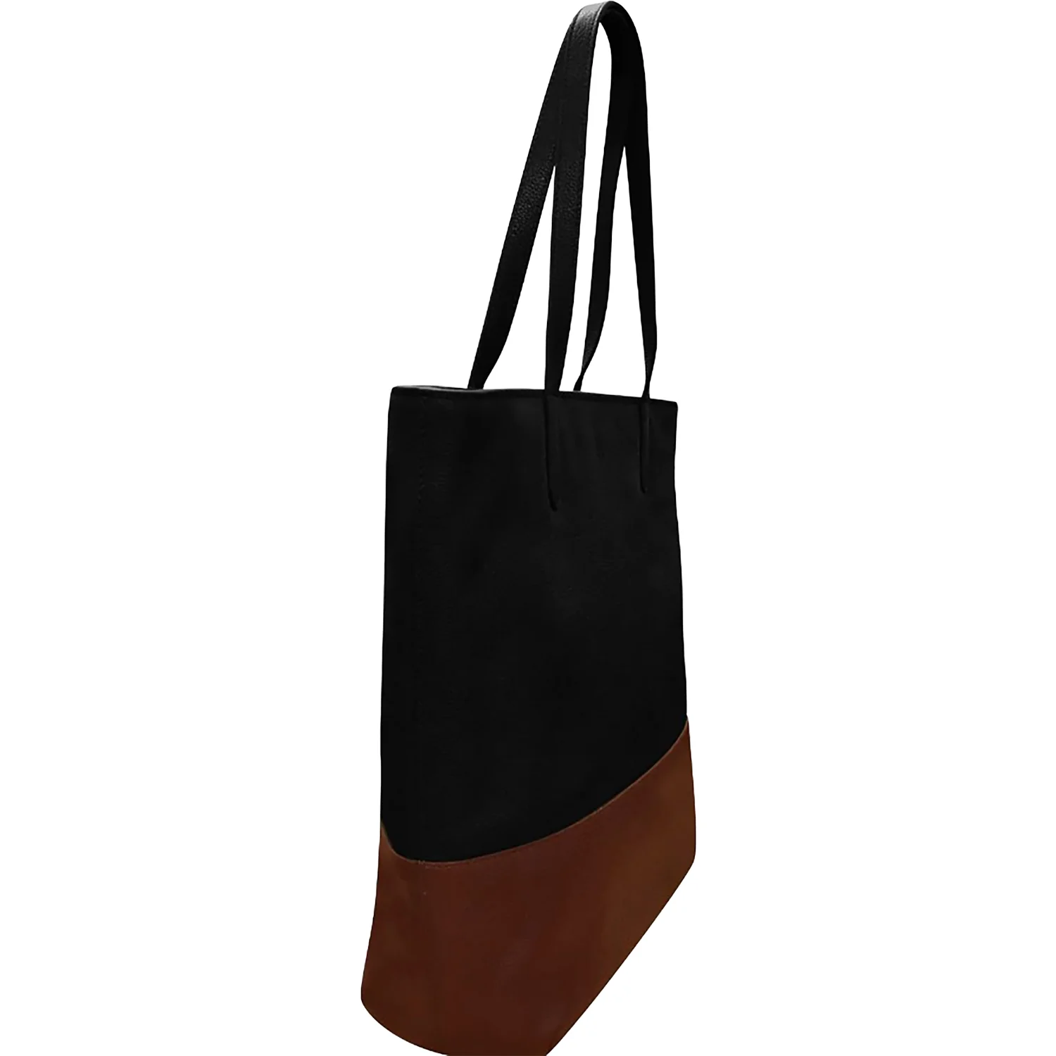 ili New York North South Zip Tote Handbag Black/Toffee Leather - Image 4