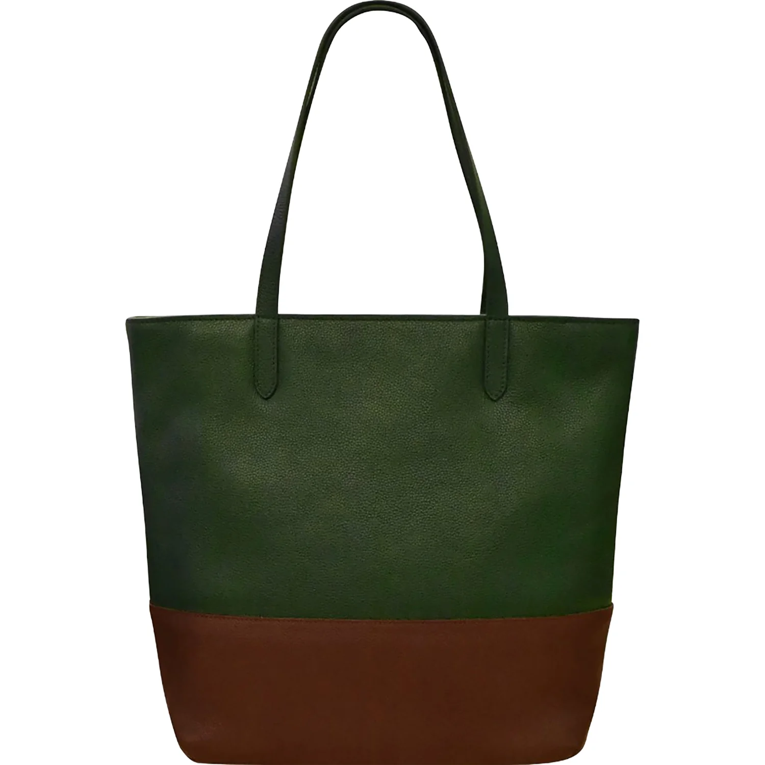 ili New York North South Zip Tote Handbag Hunter Green/Rustic Brown
