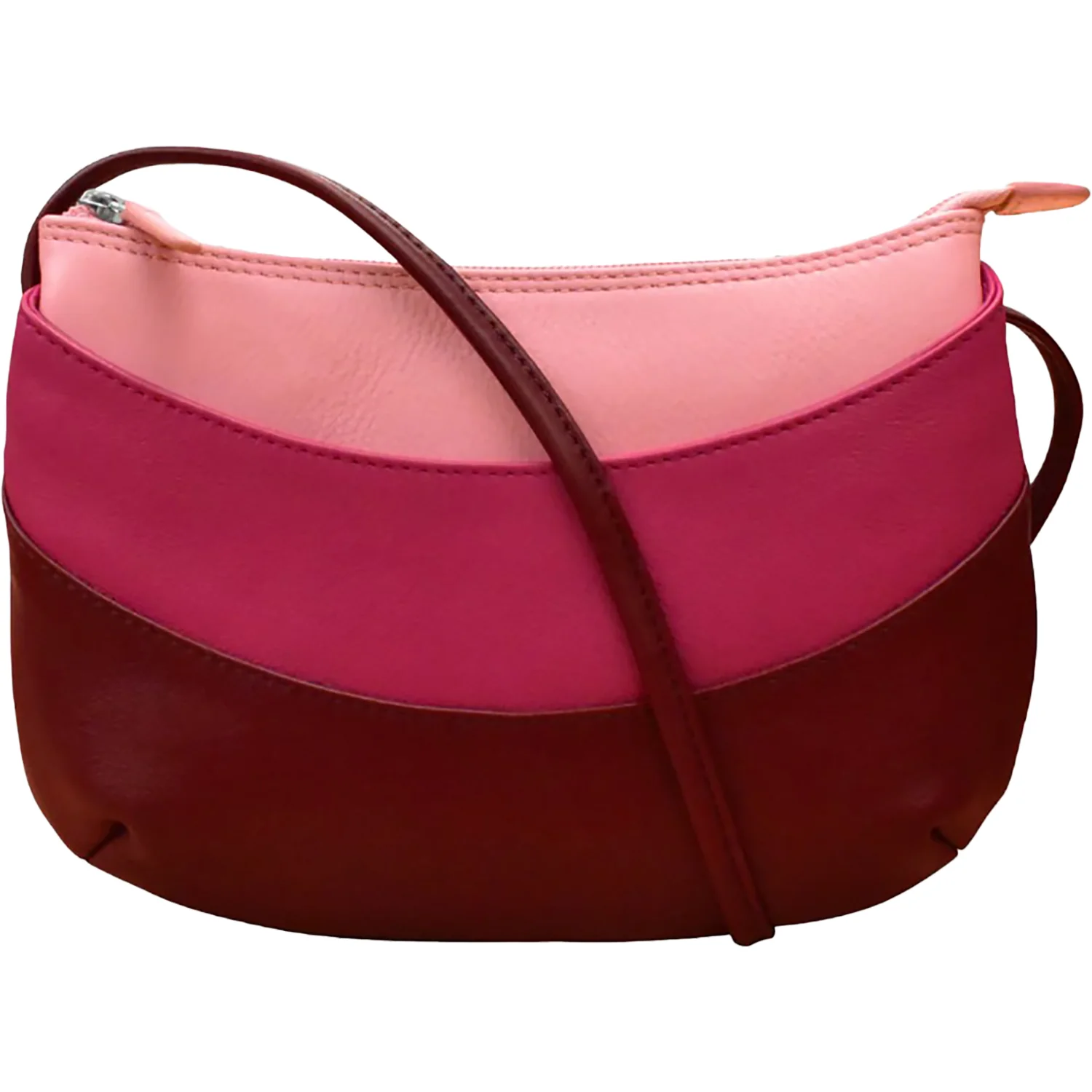 ili New York Round Zip Top Crossbody Handbag Pink Combo