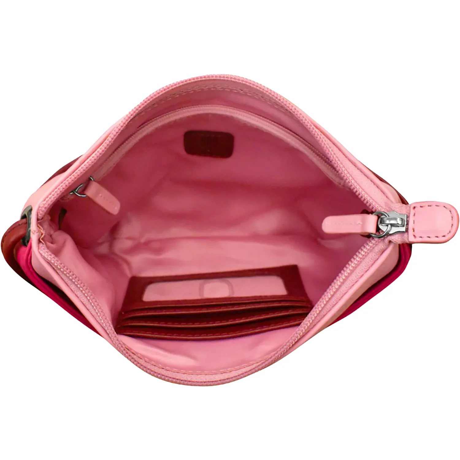 ili New York Round Zip Top Crossbody Handbag Pink Combo - Image 2