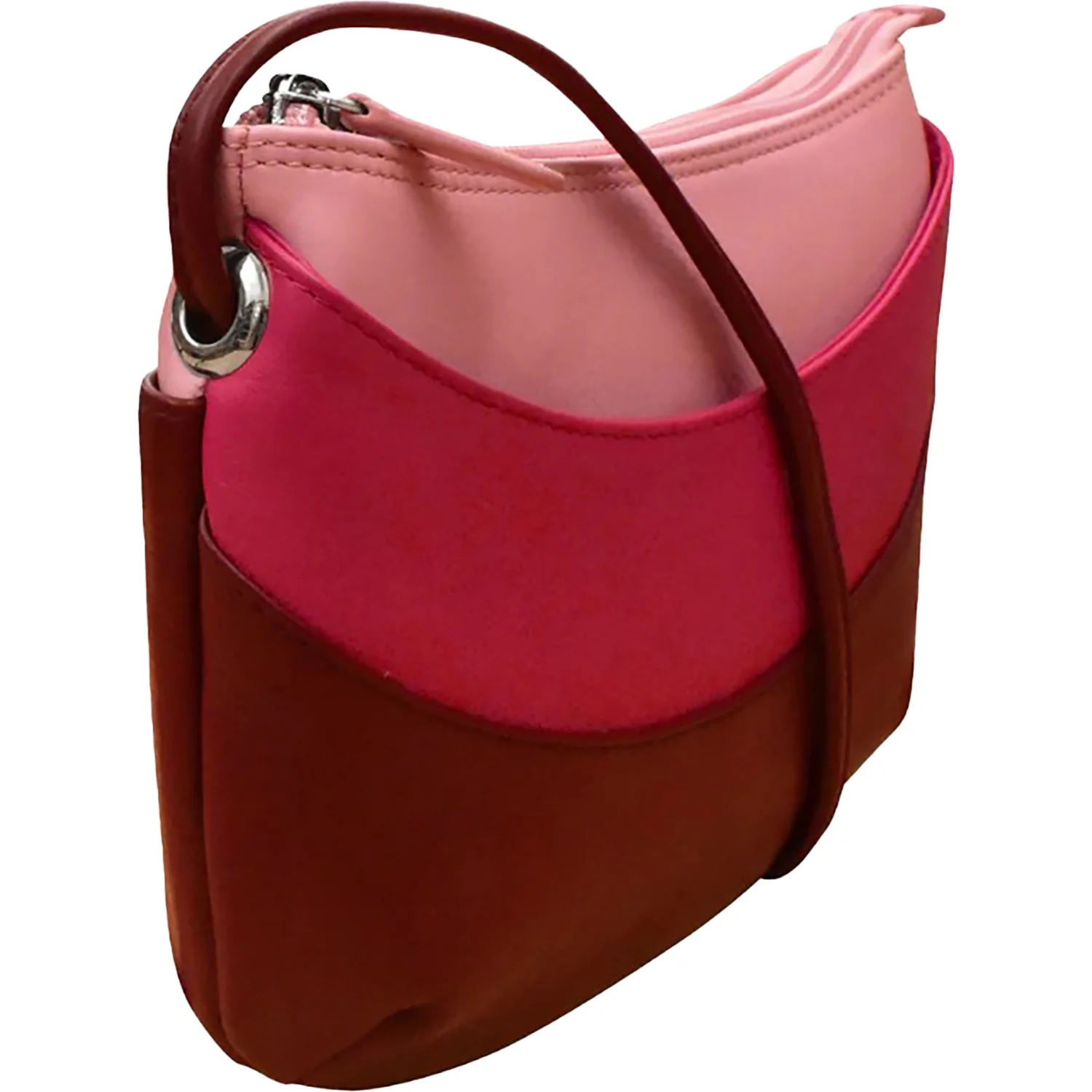 ili New York Round Zip Top Crossbody Handbag Pink Combo - Image 4