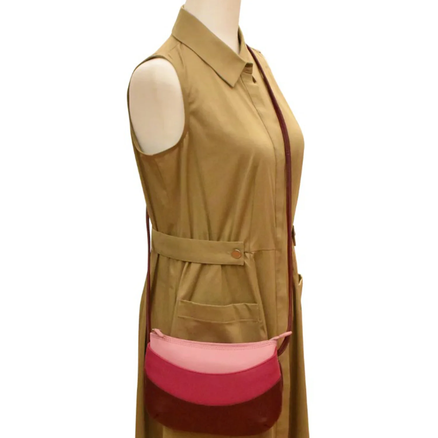 ili New York Round Zip Top Crossbody Handbag Pink Combo - Image 5