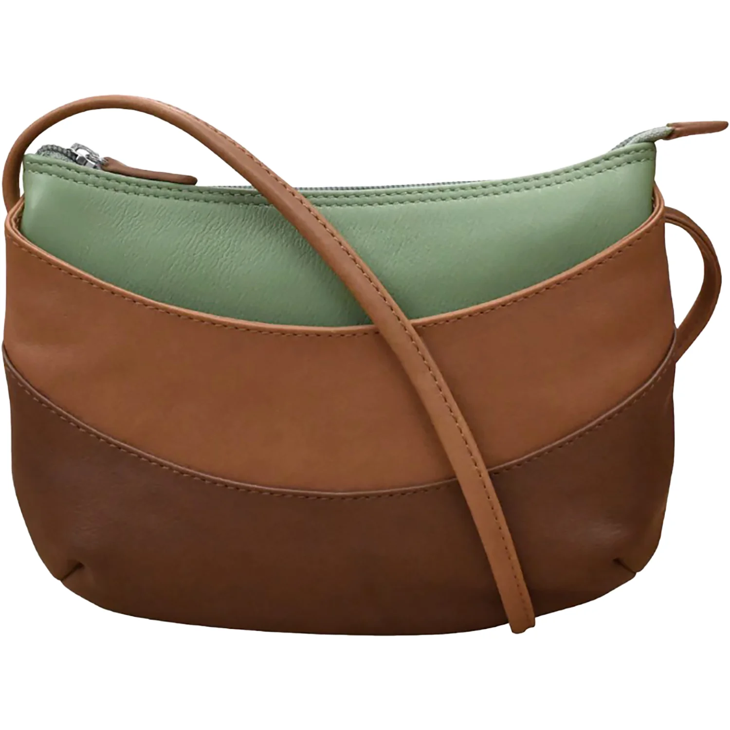 ili New York Round Zip Top Crossbody Handbag Sage Combo