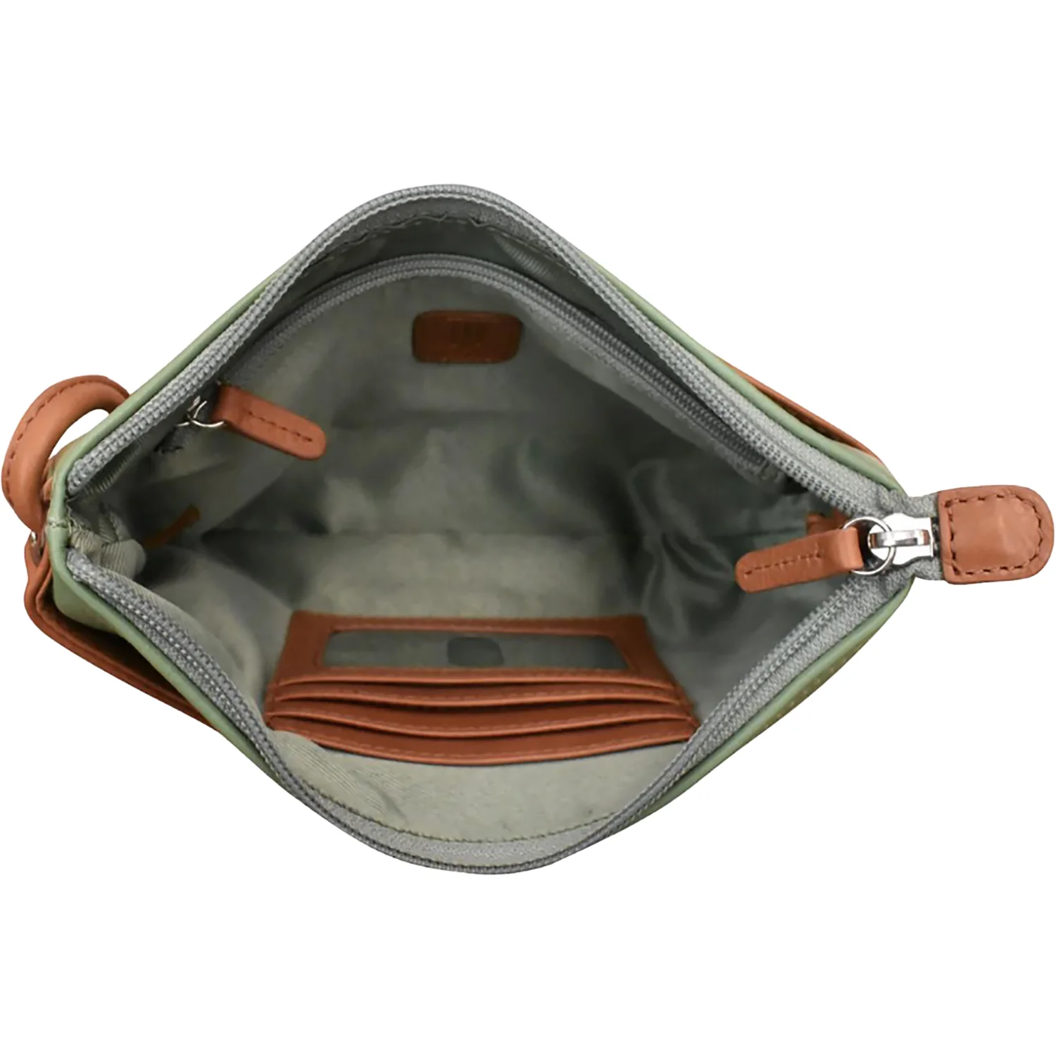 ili New York Round Zip Top Crossbody Handbag Sage Combo - Image 2