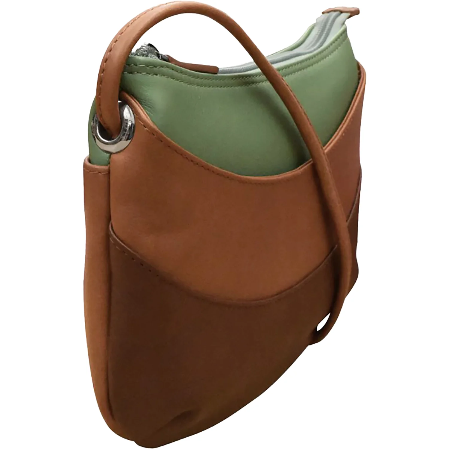 ili New York Round Zip Top Crossbody Handbag Sage Combo - Image 4