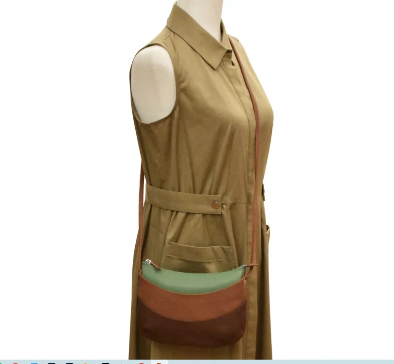 ili New York Round Zip Top Crossbody Handbag Sage Combo - Image 5
