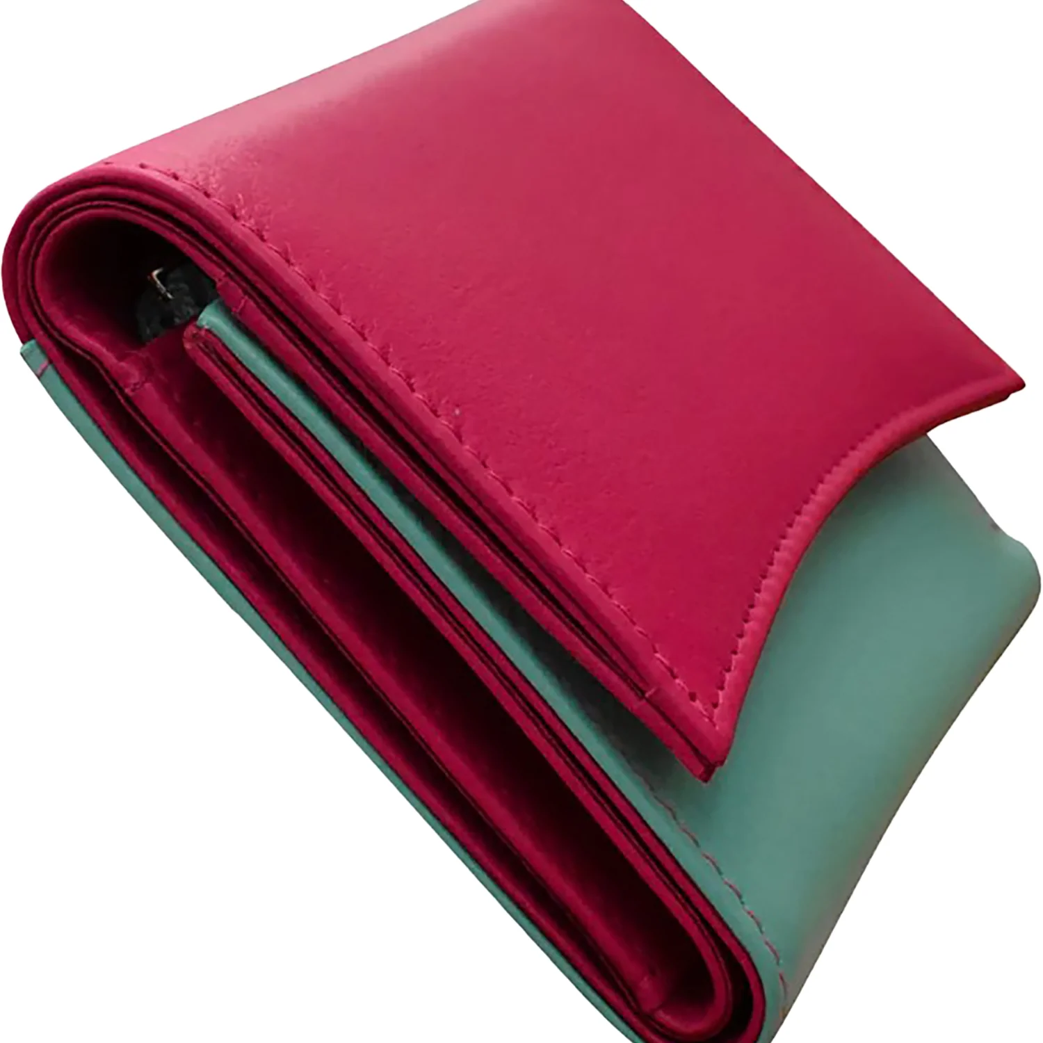 ili New York Two Tone Pocket Wallet Handbag Indian Pink/Turquoise - Image 4