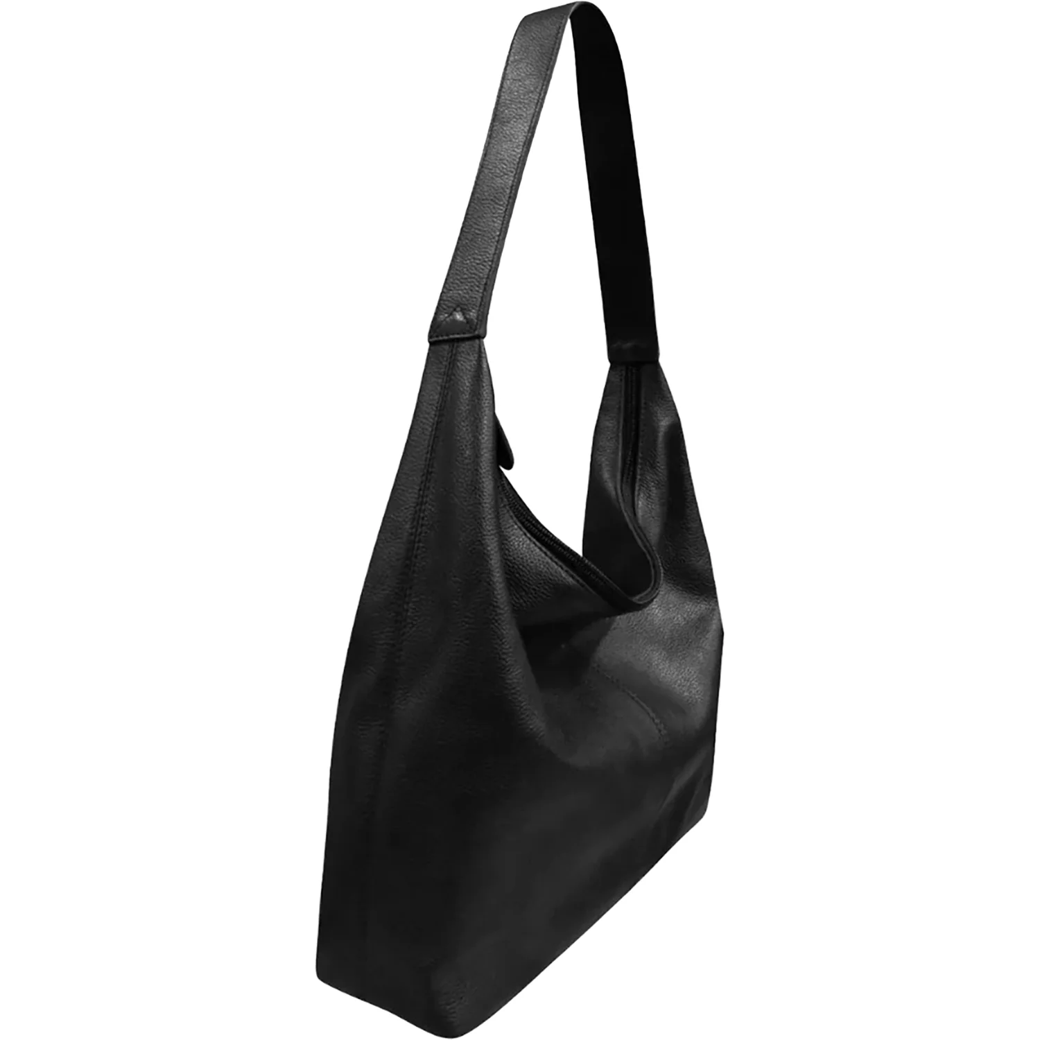 ili New York Unlined Slouchy Hobo Purses & Handbags Black Leather - Image 3