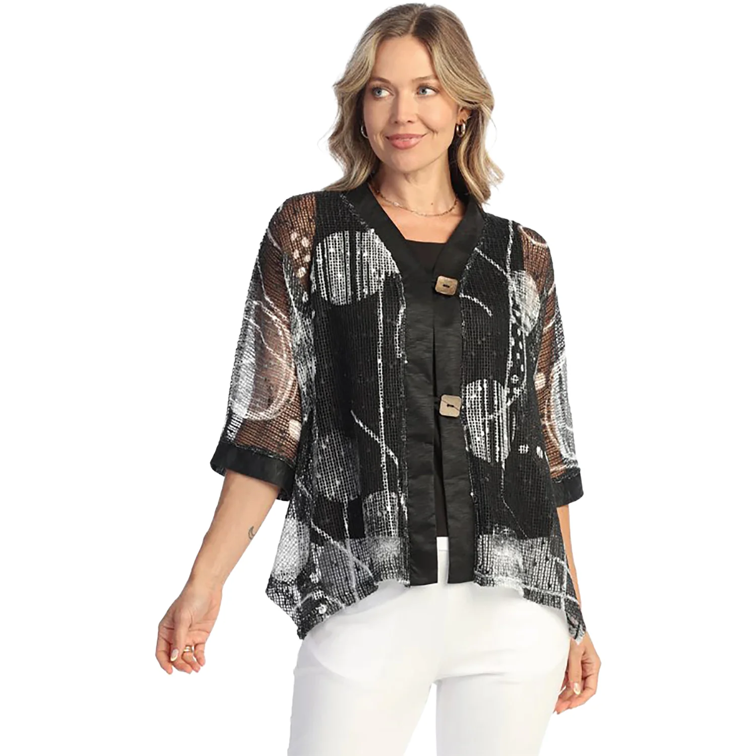Jess & Jane Boucle Mesh Cardigan Women's Outerwear Canvas
