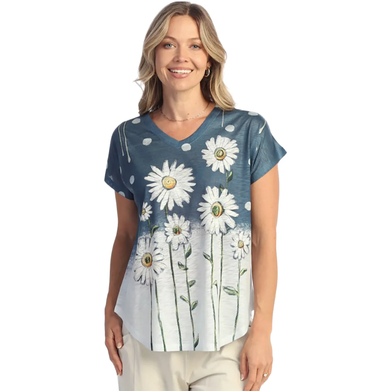 Jess & Jane V-Neck Short Sleeve Dolman Women's Top Friendship