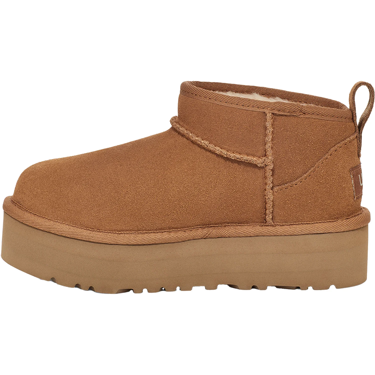 UGG Classic Ultra Mini Platform Kids' Boots Chestnut Sheepskin - Image 3