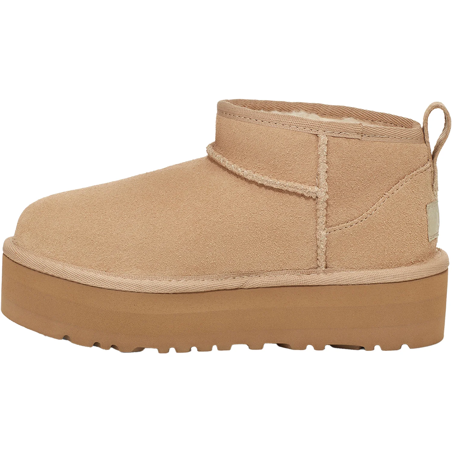 UGG Classic Ultra Mini Platform Kids' Boots Sand Sheepskin - Image 3