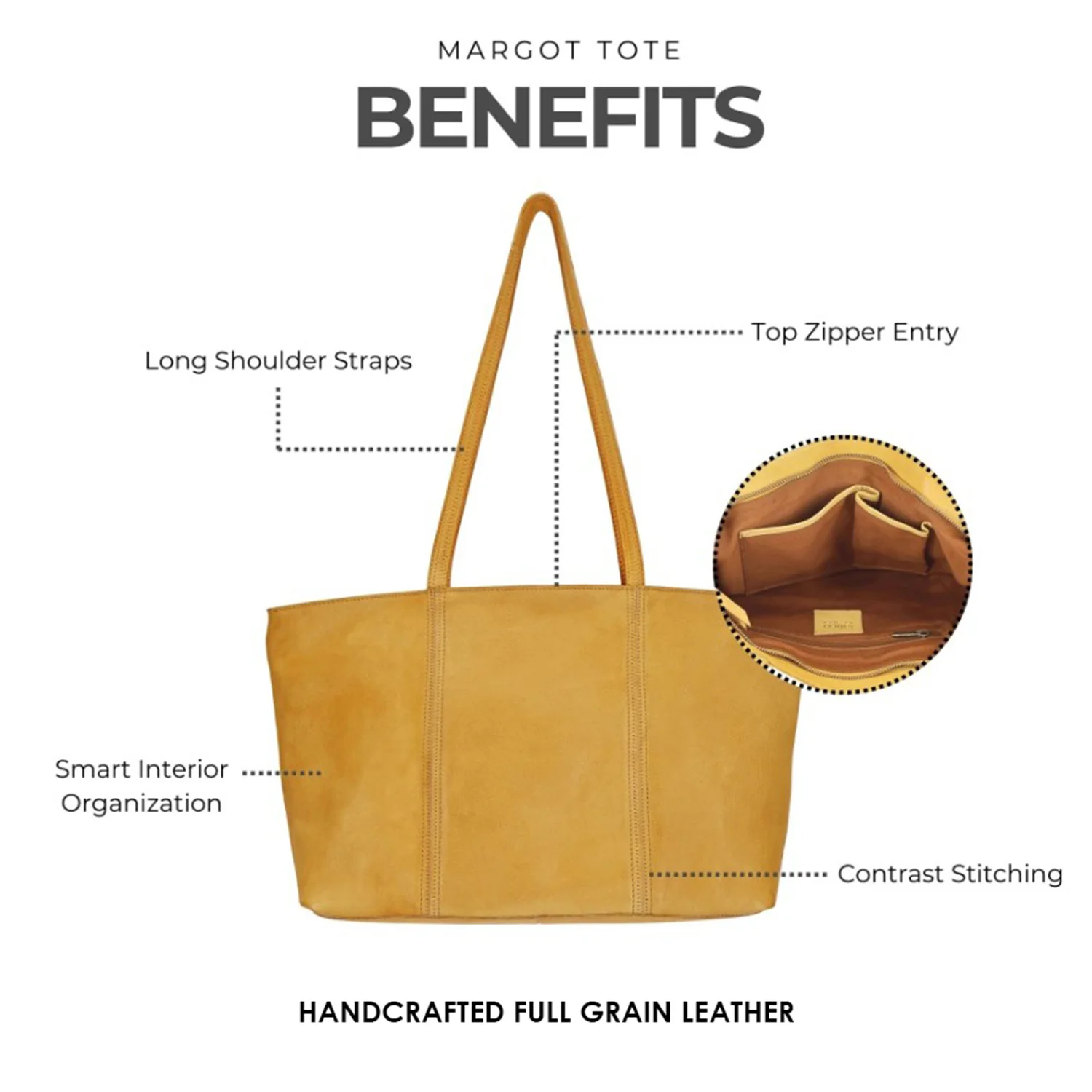 Latico Margot Leather Tote Handbag Cognac - Image 2